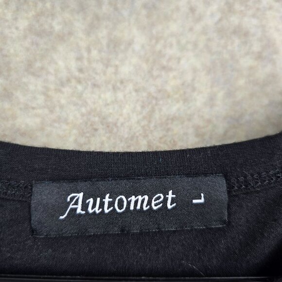 Automet Womens Black Short Sleeve Crewneck Tee Size L Soft & Stretchy Fabric - Picture 3 of 7